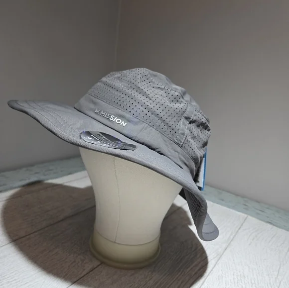 Mission Hydroactive Cooling UPF 50 OS Charcoal Gray Brim Bucket Hat 109979 - Picture 1 of 10